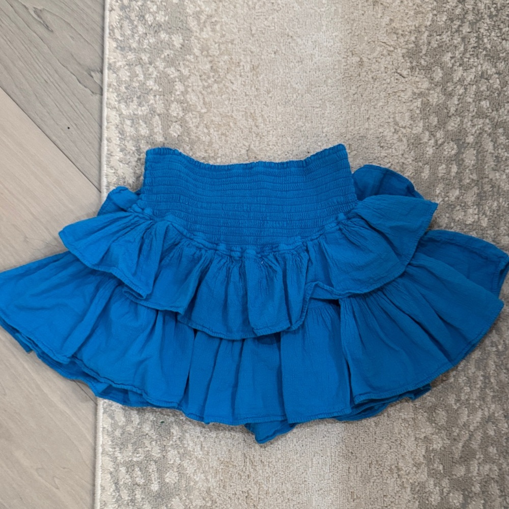 Elegant Blue Ruffled A-Line Skirt